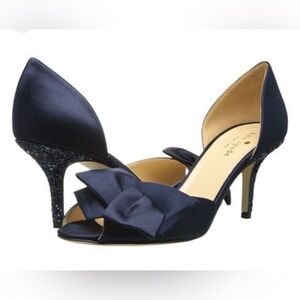 Kate Spade Elegant Navy Blue Peep-Toe Heels